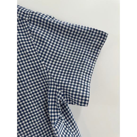 J Crew Mens Navy White Shirt Sleeve Oxford Button Up Slim Fit XL - Picture 5 of 9